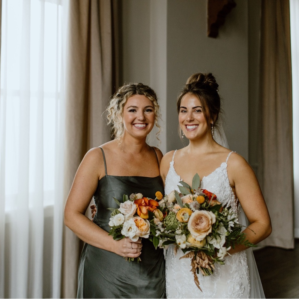 Satin Shona Joy olive green bridesmaid dress